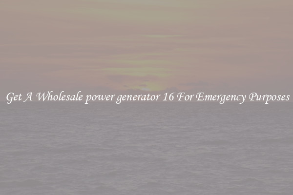 Get A Wholesale power generator 16 For Emergency Purposes
